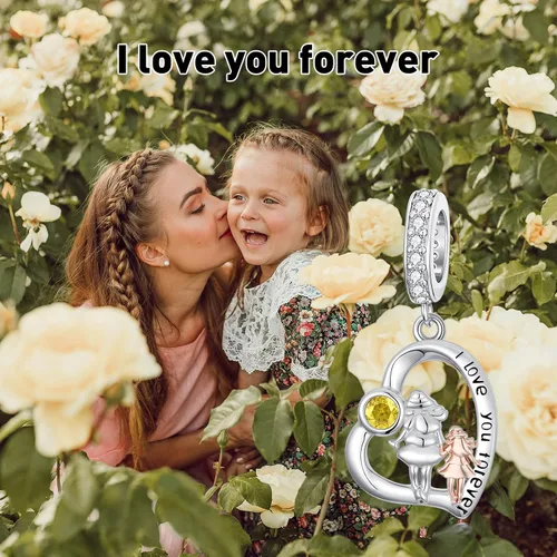 Miniatura 136 de PROESS Dije para padre, madre e hija, pulsera de plata de ley para pulseras, regalos de cumpleaños, día de San Valentín, para hija, madre, amante