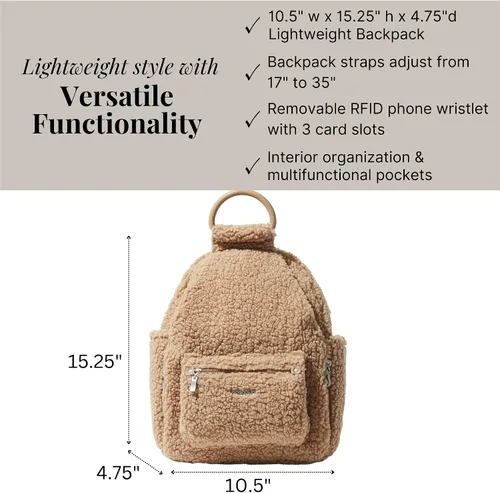 Miniatura 57 de Baggallini Mochila todo el día para mujer con pulsera de teléfono RFID, Negro, talla única