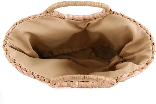 Miniatura 7 de EROUGE - Bolsa de paja tejida a mano con asa redonda para verano, estilo retro, para la playa, tejida