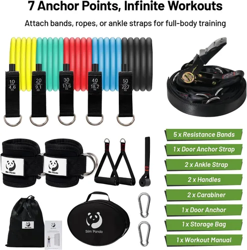 Miniatura 2 de Slim Panda Door Anchor Strap for Resistance Bands, Door Exercise Equipment with Ratchet Adjust Tighten, Multi Point Anchor Gym Attachment, Portable