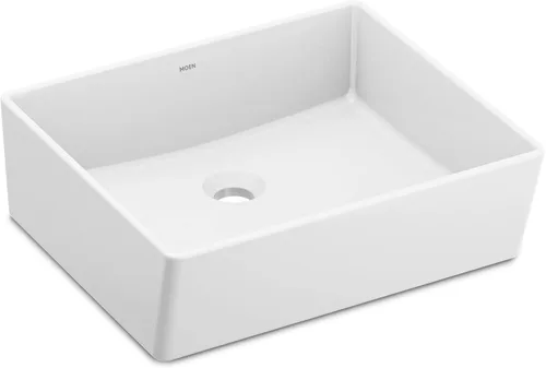 Miniatura 9 de Moen BGCW10RV1618 - Fregadero de porcelana vítrea blanca para baño, fregadero rectangular de 18 x 15.75 x 6 pulgadas con un cuenco de cerámica