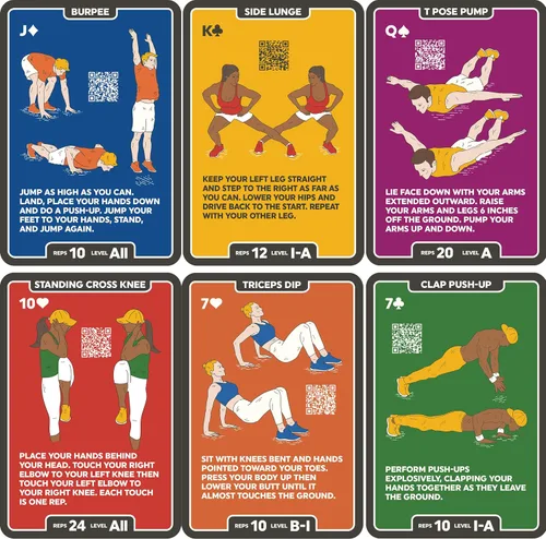Miniatura 3 de Tarjetas de ejercicio: juego de 52 cartas para entrenamiento corporal de fuerza y peso (versión en inglés) Diseñado por un experto en fitness