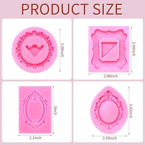 Miniatura 3 de 4 moldes de silicona para chocolate, estilo barroco, moldes de arcilla seca al aire para fondant, molde de marco de resina para manualidades