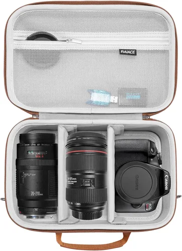 Miniatura 9 de RAIACE Funda rígida compatible con Canon EOS Rebel T7/T100/T6/R100/R50/R5/R7/R8, para Sony, para cámara Nikon. Bolsa de cámara de gran capacidad