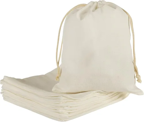 HRX Package 20 bolsas de muselina de 8 x 10 pulgadas, bolsa de algodón con cordón de tela, bolsas de regalo para joyas, recuerdos de fiesta, 2-Blanco