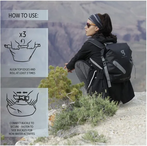 Miniatura 4 de geckobrands Mochila impermeable ligera de 30 L - Bolsa ligera impermeable para exteriores, senderismo, viajes, actividades acuáticas ligeras Verde