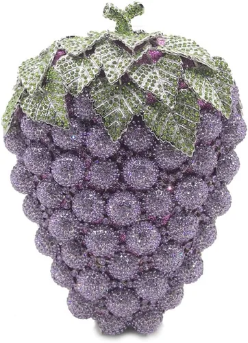 Bolso de mano con diamantes de imitación brillantes para mujer, diseño de uva, para banquete, baile de graduación, bolso de hombro