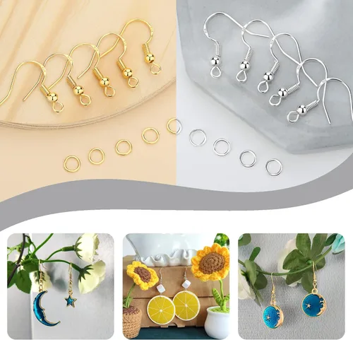 Miniatura 5 de MAIBAOTA Ganchos para aretes para hacer joyas, 602 piezas de suministros para hacer aretes, kit de fabricación de aretes chapados en plata y oro 01
