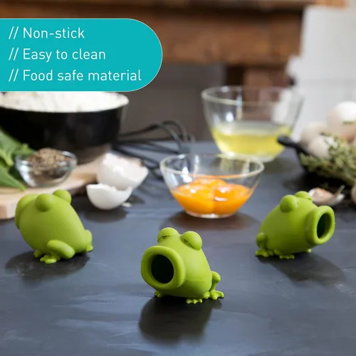 Miniatura 5 de Peleg Design Separador de huevos para huevos crudos – Separador de silicona de yema de huevo y blanco, divertido diseño de rana – Lindo accesorio
