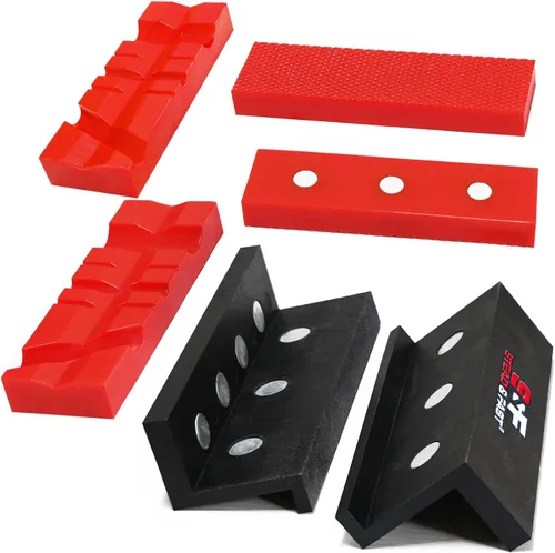 S&F STEAD & FAST Mandíbulas suaves de 4.5 pulgadas para tornillo de banco con soporte en Z, 2 pares, almohadillas de mordaza fuertemente magnéticas,