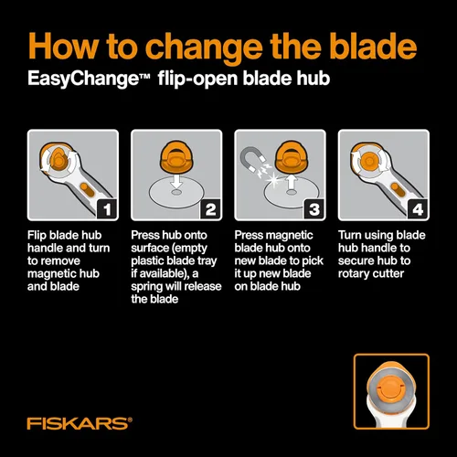 Miniatura 9 de Fiskars. Cuchillas giratorias de 45 mm. 2 por paquete. Cuchillas de repuesto para cortadoras giratorias. Corte de precisión para acolchados