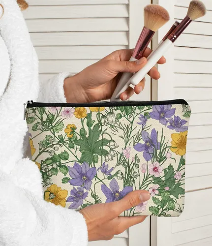 Miniatura 2 de Bolsa de maquillaje floral, bolsa de cosméticos de flores, bolsa de maquillaje estética, bolsa de maquillaje pequeña, bolsa de maquillaje para Flor 1