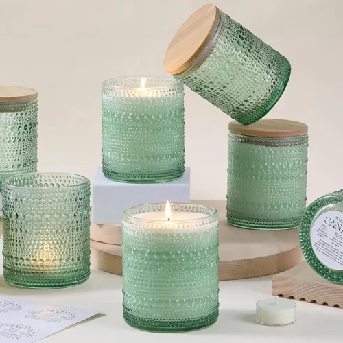 Miniatura 11 de DARJEN Paquete de 8 tarros de vela transparentes para hacer velas, tarros de vidrio vacíos de 14 onzas con tapas y etiquetas de bambú, suministros