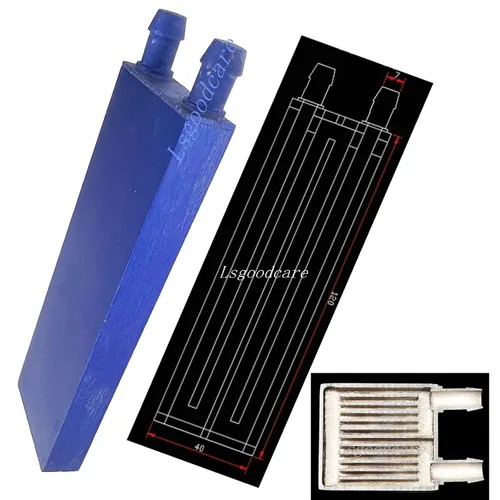 Miniatura 2 de Lsgoodcare Bloque de enfriamiento de agua de aluminio 1.575x4.724 in disipador de calor pulido azul con tubo y hebillas de bloque de agua para PC PC
