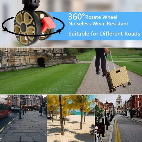 Miniatura 7 de Carrito plegable con ruedas, resistente al desgaste, sin ruido, carrito de compras con ruedas para comestibles, caja de herramientas de Caqui