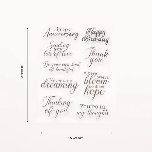 Miniatura 2 de Kwan Crafts Palabras Feliz Aniversario Cumpleaños Thank You Thinking of You Sellos transparentes para decoración de tarjetas y bricolaje