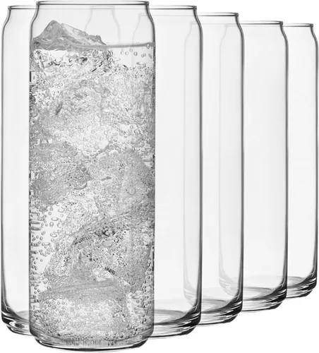 Libbey Vasos Clásicos Delgados para Latas de Cerveza, Vasos Altos de 12.5 oz para Beber Juego de 6, que Ahorran Espacio y Cristalería Delgada