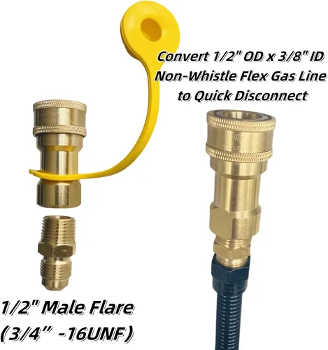 Miniatura 8 de Kit de conexión rápida de gas de 1/2 pulgada, adaptador de conexión rápida/desconexión de gas natural y propano de latón macizo para parrilla