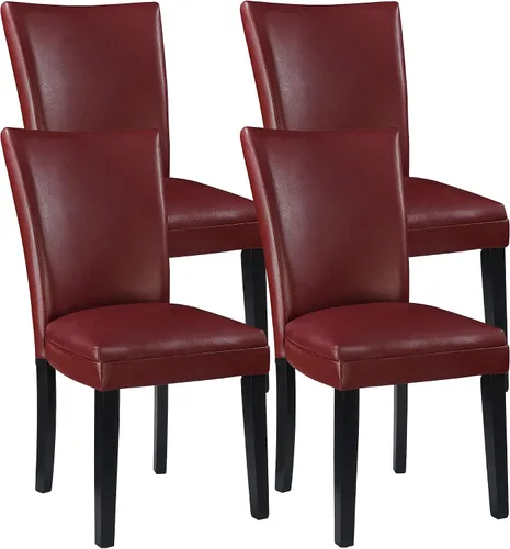 Miniatura 26 de LEEMTORIG Juego de 2 sillas de comedor de piel sintética modernas de mediados de siglo, sillas Parsons tapizadas de lujo con patas de madera maciza