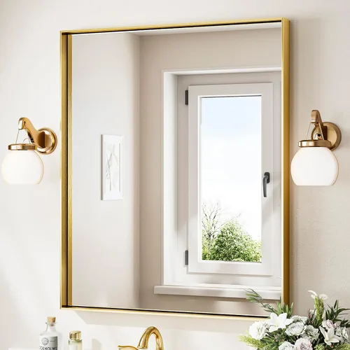 Miniatura 95 de Keonjinn - Espejo rectangular con marco negro para baño de 40 x 30 pulgadas, espejo de pared para sobre el lavabo, espejos de tocador de metal