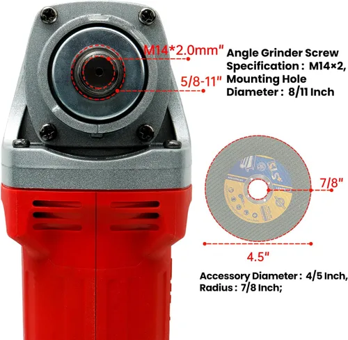 Miniatura 4 de DOGTOOTH Kit de amoladora angular inalámbrica sin escobillas de 21 V, 4-1/2'' pulgadas, máximo 10000 RPM, compatible con batería Makita de 18 V, 1