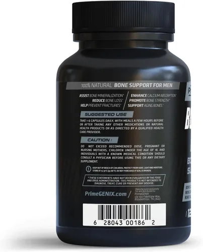 Miniatura 2 de PrimeGENIX Bone Complex - Suplemento de densidad ósea premium para hombres mayores de 40 años con calcio MCHA, vitamina K de doble forma MK-4 MK-7