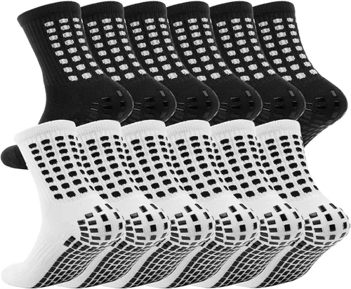 fjberrtsat 6 pares de calcetines de fútbol acolchados antideslizantes antideslizantes para niños y niñas, 4/6