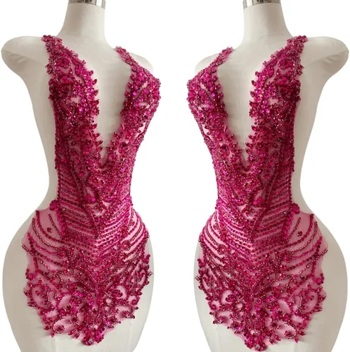 Miniatura 19 de Apliques de diamantes de imitación hechos a mano para coser en cuentas, parches de recorte, accesorios para vestido de novia, parche de encaje