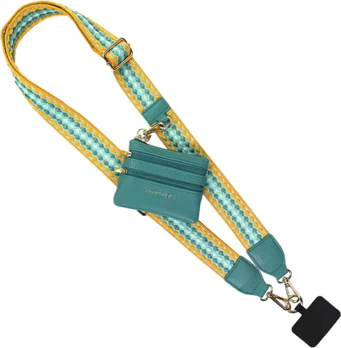 Miniatura 35 de Save the Girls Correa Original Clip and Go para Teléfono Original (Patrón Verde/Morado - Bolsa Verde) - Correa Cruzada para Teléfono con Cadena