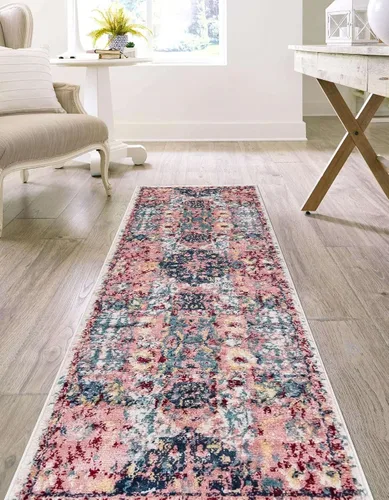 Miniatura 4 de Unique Loom Sumter Collection - Alfombra Aiken (2 x 6 pies, color rosa y azul)
