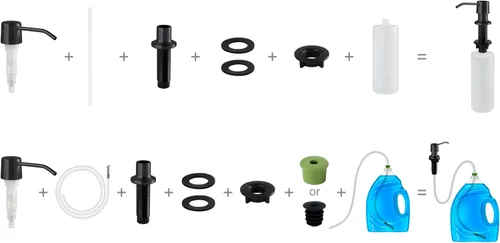 Miniatura 6 de Dispensador de jabón para fregadero de cocina, boquilla de 4 pulgadas y botella de capacidad de 16 onzas, dispensador de jabón negro para encimera