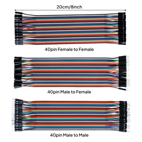 Miniatura 8 de ELEGOO 120 piezas de cables Dupont multicolor de 40 pines macho a hembra, 40 pines macho a macho, 40 pines hembra a hembra, kit de cables de puente