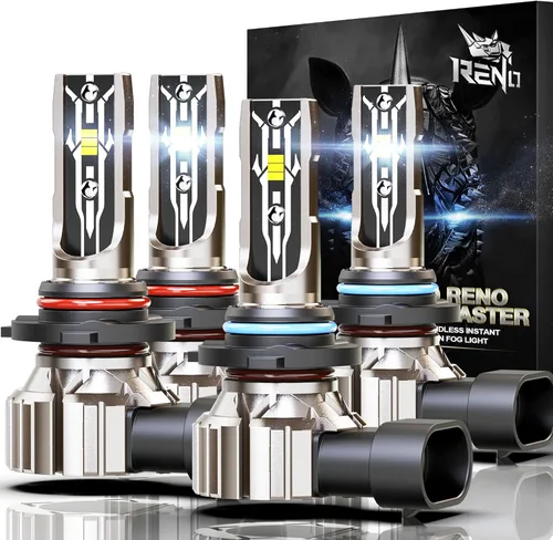 Miniatura 15 de RENO Combo de bombillas 9005 H11, bombillas antiniebla H11 9005 sin ventilador 6500K 800% más brillantes 9005 H11 bombillas antiniebla auxiliar