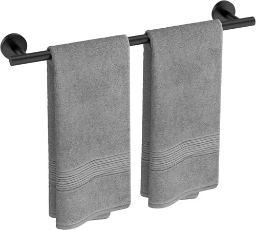 USHOWER Toallero negro mate, toallero de 24 pulgadas para baño montado en la pared, barra de toalla gruesa de acero inoxidable SUS304, decoración