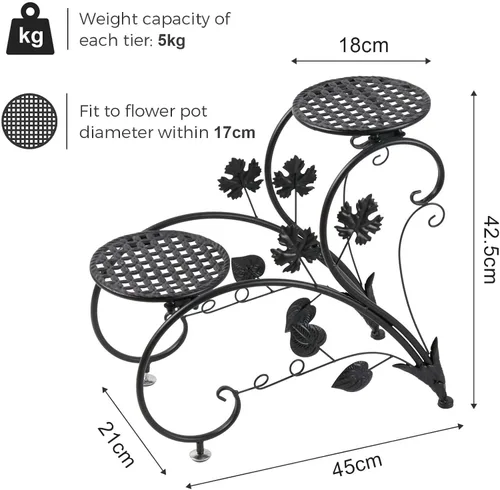 Miniatura 4 de unho Soporte para plantas en forma de corazón: juego de 2 estantes de metal para flores, de hierro en maceta, estantes de exhibición para patio