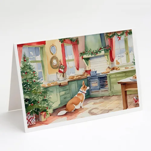 Miniatura 45 de Caroline's Treasures DAC3884GCA7P Paquete de 8 tarjetas en blanco de Navidad con galletas de husky siberiano Tarjetas de felicitación con sobres
