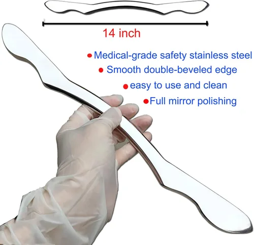 Miniatura 4 de Rascador muscular de acero inoxidable Gua Sha, herramienta de masaje para raspado, herramientas IASTM, gran herramienta de movilización de tejidos