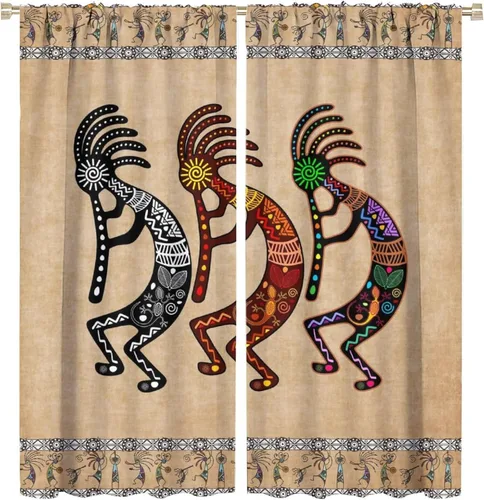 Miniatura 53 de Kokopelli - Cortinas opacas para cocina, decoración de sala de estar, dormitorio, 21 x 45 pulgadas, 2 paneles
