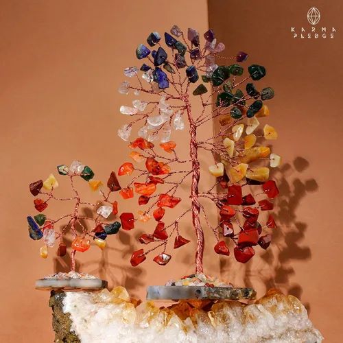 Miniatura 7 de Árbol de cristal para energía positiva con piedras y cristales curativos de los 7 chakras, árboles bonsái Feng Shui para dinero, para decoración