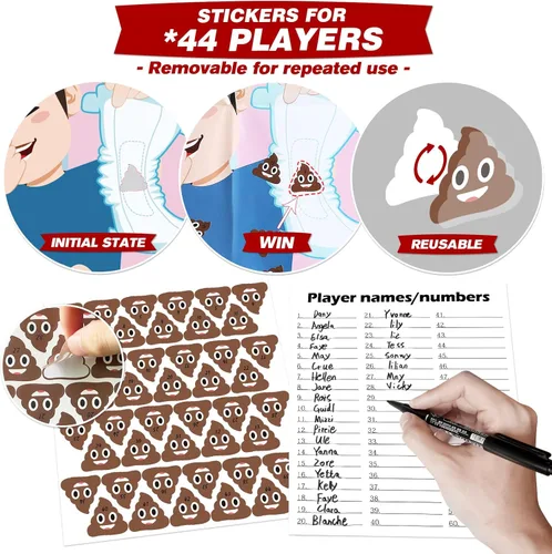 Miniatura 2 de PARTYLOUD Pin The Sticker en el pañal, juegos de baby shower, divertidos juegos de baby shower, actividades temáticas de pañales, juegos de fiesta