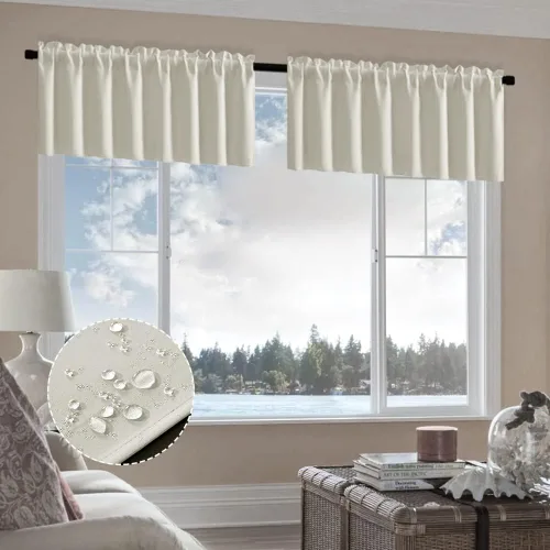 Miniatura 37 de XTMYI Cortinas de tela impermeable de 30 pulgadas para ventana de baño, cocina, mini ducha, pequeños paneles de cortina opacas cortos, juego de 2