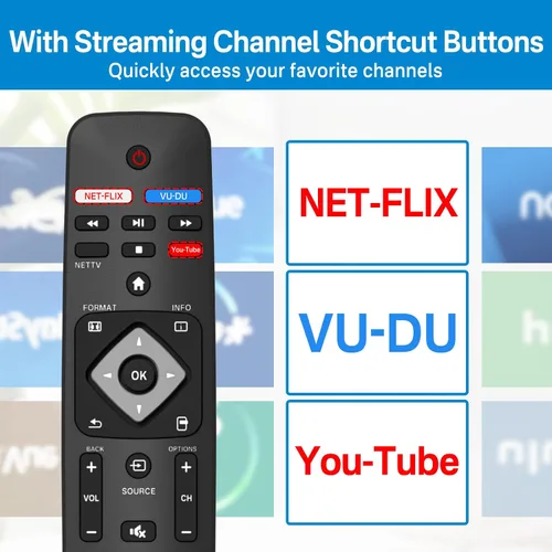 Miniatura 4 de NH500UP - Reemplazo de mando a distancia compatible con Philips TV Remote Reemplazo con cubierta azul brillante para NH500U NH500UW NH503UP
