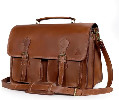 Leather Messenger Bag For Men, Vintage Handmade Laptop Briefcase and Shoulder Bag for Men