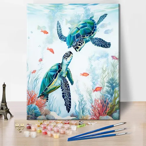 TUMOVO Pintura por números para adultos, tortuga marina, pintura por números, tortuga náutica oceánica, para niños, kits de pintura por números para