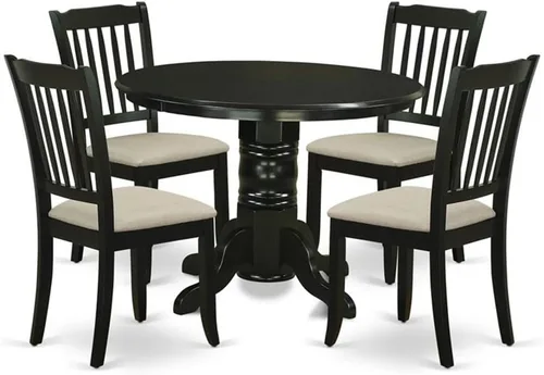 Miniatura 8 de East West Furniture SHDA3-BLK-C - Juego de mesa de comedor de 3 piezas para espacios pequeños que contiene una mesa de cocina redonda con pedestal