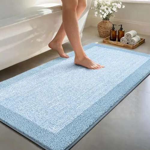 Miniatura 28 de Alfombras de baño de 17 x 24 pulgadas, antideslizantes, lavables, color gris, para bañera, tapete de baño para baño, tapete suave y absorbente