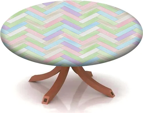 Miniatura 15 de Mantel redondo ajustable con patrón marítimo, borde elástico, adecuado para catering y cocina, se puede limpiar con el mantel de mesa redonda