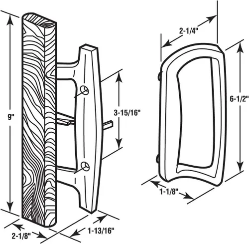 Miniatura 2 de HauSun Juego de manijas de puerta de vidrio correderas, manija interior de madera de roble y manija exterior de tira blanca con acabado acuñado