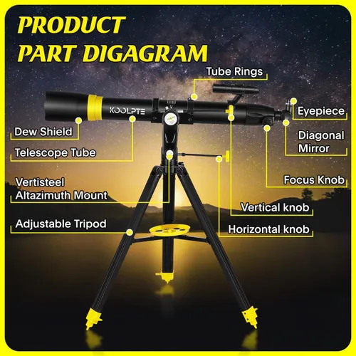 Miniatura 5 de Telescopio 90mm de apertura 900mm - Base de montaje AZ Vertisteel de alta precisión de ajuste, aumento 45-450x, control remoto inalámbrico