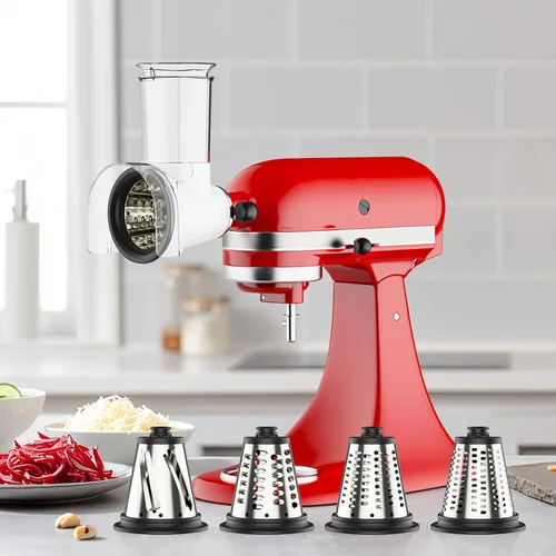 Miniatura 7 de Accesorio para rallador de queso KitchenAid, rallador de queso grande con conducto de alimentación de 3 pulgadas y barrera a prueba de salpicaduras